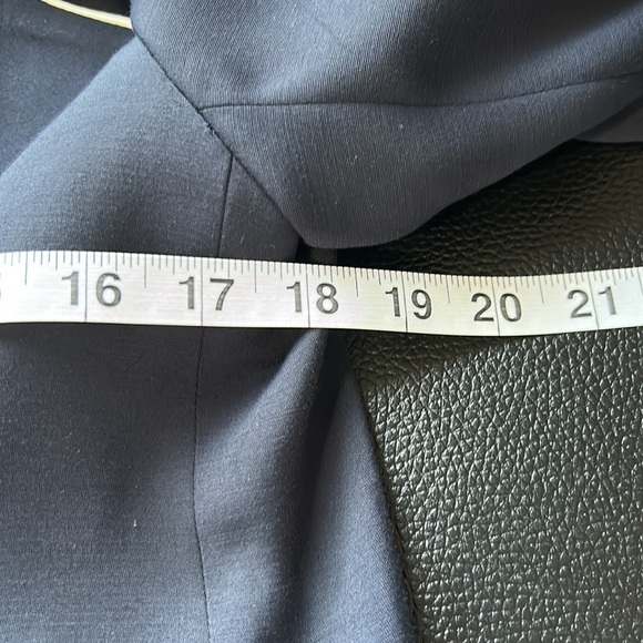 Frame Denim Piped Cropped Double Breasted Blazer Slit Cuff Navy Blue Sz 8 - Picture 15 of 16